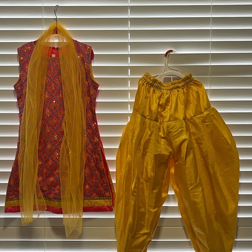 Yellow Matching Set with Intricate Embroidery